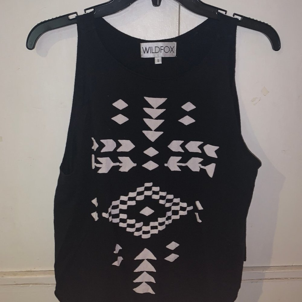 Black Wildfox Tank with White Pattern